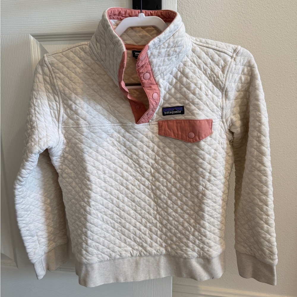 Patagonia Organic Cotton Pullover in Cream and Pink